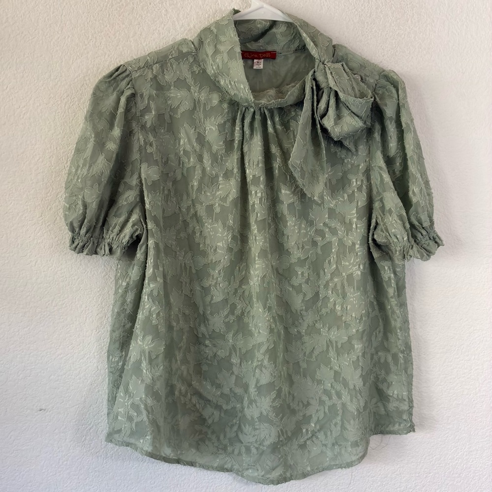 CHINA DOLLS OLIVE GREEN BLOUSE, XL